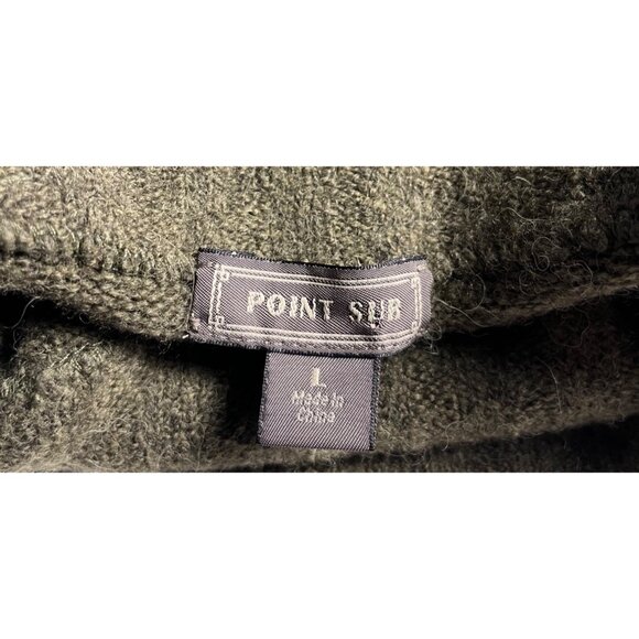 Point Sur Olive Green Mock Neck Wool alpaca Blend Sweater L ribbed details - Picture 3 of 12
